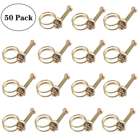 50 PCS M19 Adjustable Color Galvanized Iron Double Wire Hose Clamps