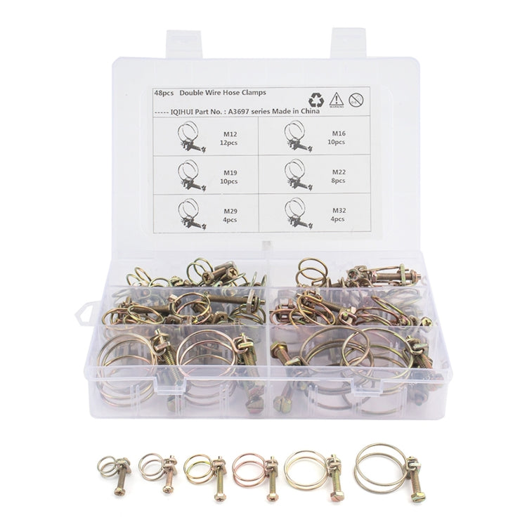 48 PCS Adjustable Color Galvanized Iron Double Wire Hose Clamps-Reluova