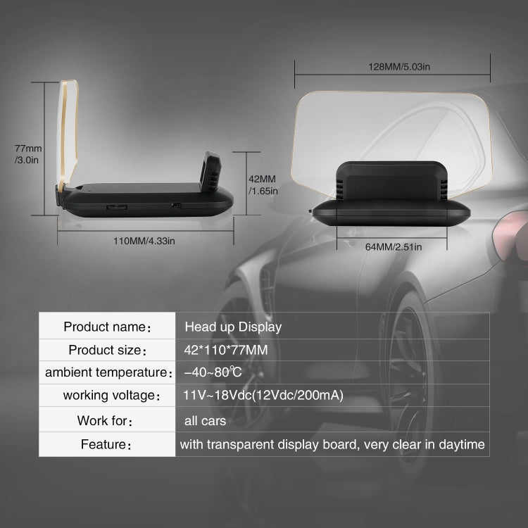 C1 OBD2 + GPS Mode Car HUD Head-up Display Compass / Speed / Water Temperature / Voltage Display / Speed Alarm / Fault Alarm