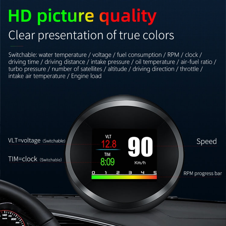 P11 OBD2 + GPS Mode Car HUD Head-up Display Water Temperature / Vehicle Speed / Voltage / Fuel Consumption Display, Speed Alarm ÎҵÄÉ̵ê