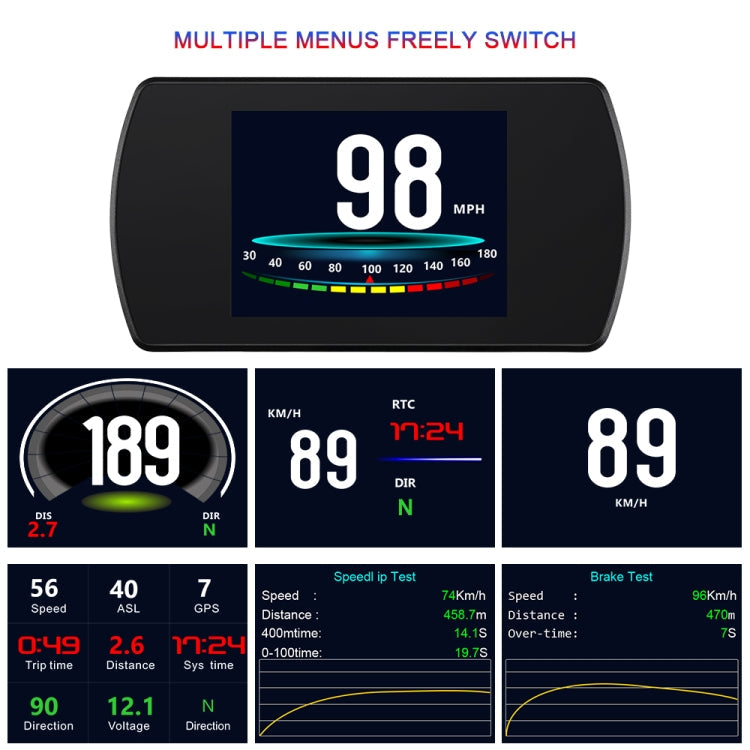 T800 Car HUD Head-up Display GPS Speed Display Speed / Voltage Alarm Altitude Display