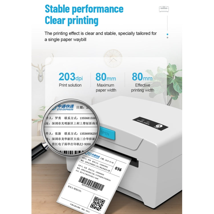 76x130 Single Paper Waybill Express Bill Label Printer, USB + Bluetooth Version,