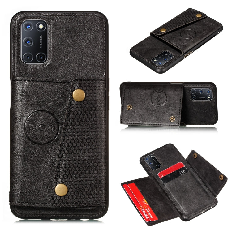 Double Buckle PU + TPU Shockproof Magnetic Protective Case with Card Slots & Holder