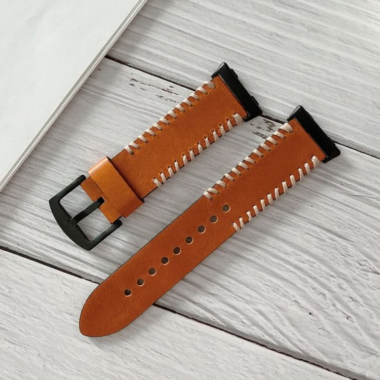 Fish Bone Hand Suture Leather Replacement Strap Watchband