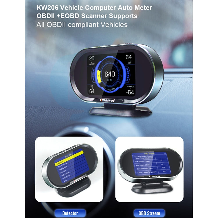 KONNWEI KW206 2 in 1 OBDII / EOBD12V Car Fault Scanner + 3.5 inch LCD Monitor ÎҵÄÉ̵ê