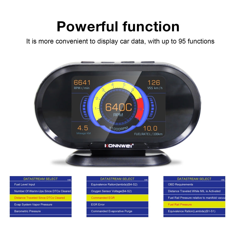 KONNWEI KW206 2 in 1 OBDII / EOBD12V Car Fault Scanner + 3.5 inch LCD Monitor