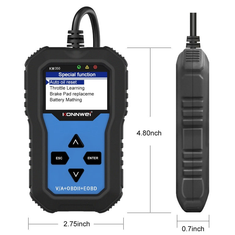 KONNWEI KW350 OBDII 12V Car Diagnostics Detector Scanner with 2 inch Black And White Display Screen V007 for Audi / Volkswagen ÎҵÄÉ̵ê