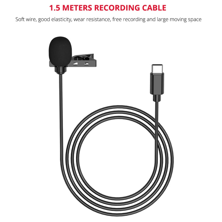 YELANGU MY2-C Type-C Interface Live Broadcast Interview Mobile Phone Lavalier Microphone, Length: 1.5m