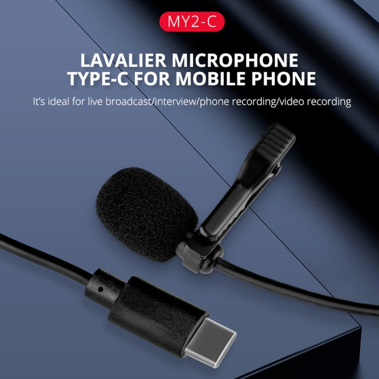 YELANGU MY2-C Type-C Interface Live Broadcast Interview Mobile Phone Lavalier Microphone, Length: 1.5m