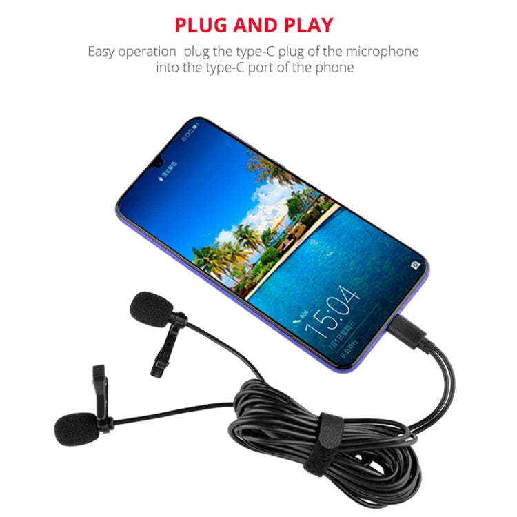 YELANGU MY3 Type-C Interface Live Broadcast Interview Mobile Phone Double Clip Lavalier Microphone, Length: 2.5m My Store