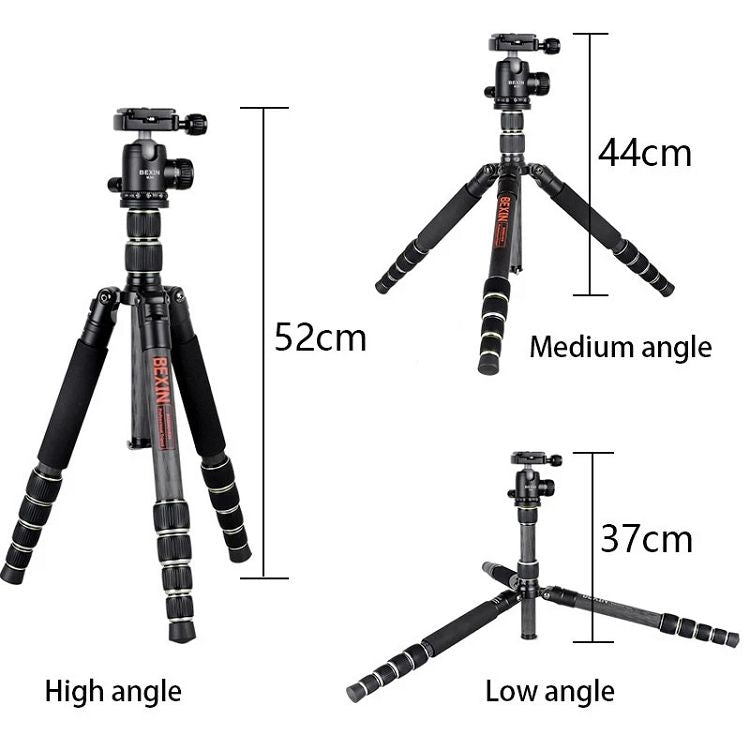 BEXIN BX255C K30 Portable Carbon Fiber Tripod for Camera Dslr