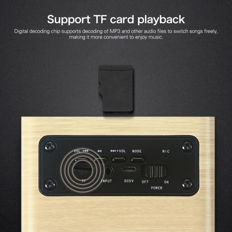 Q4 Wooden Fabric Bluetooth Speaker, Support TF Card & 3.5mm AUX