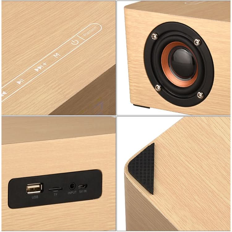 Q5A Multifunctional Wooden Touch Clock Display Wireless Charging Bluetooth Speaker, Support TF Card & U Disk & 3.5mm AUX