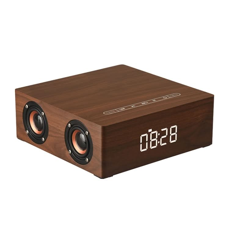 Q5C Multifunctional Wooden Touch Clock Display Bluetooth Speaker, Support TF Card & U Disk & 3.5mm AUX