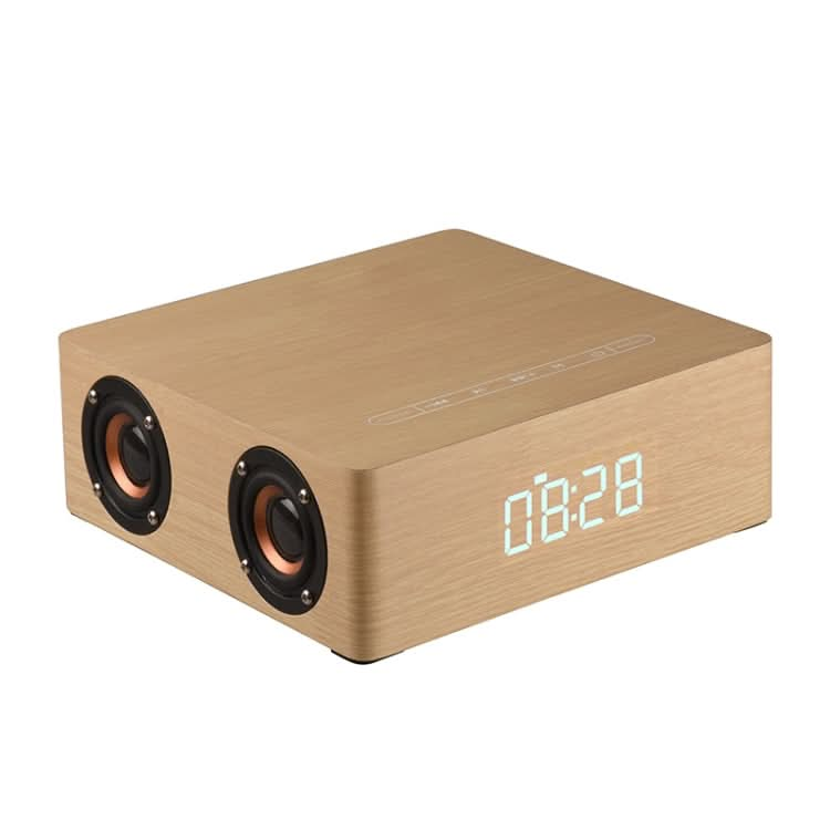 Q5C Multifunctional Wooden Touch Clock Display Bluetooth Speaker, Support TF Card & U Disk & 3.5mm AUX