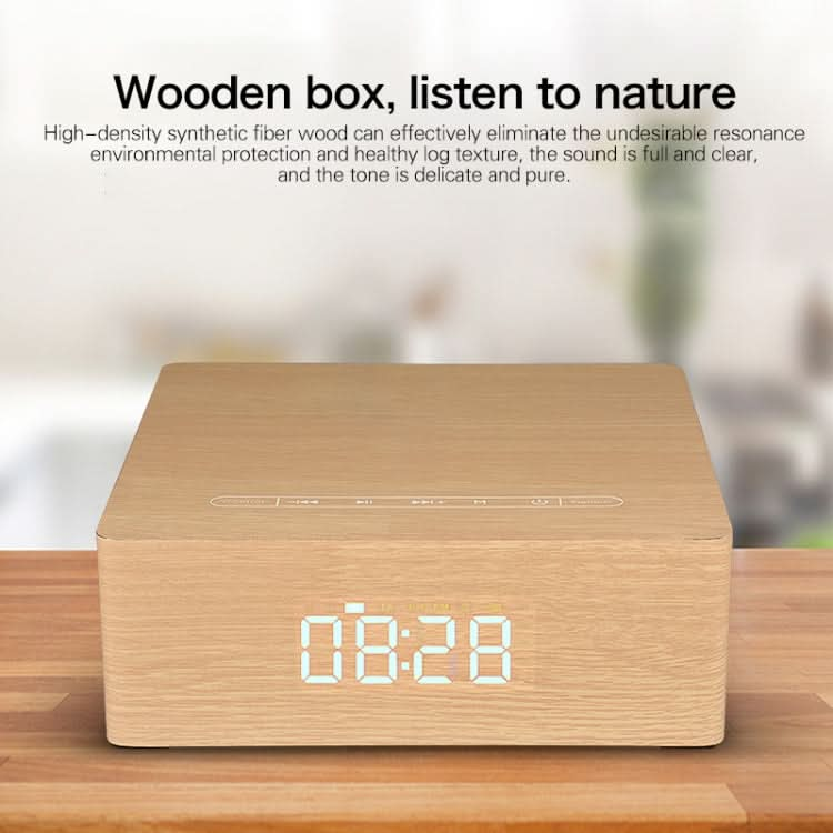 Q5C Multifunctional Wooden Touch Clock Display Bluetooth Speaker, Support TF Card & U Disk & 3.5mm AUX