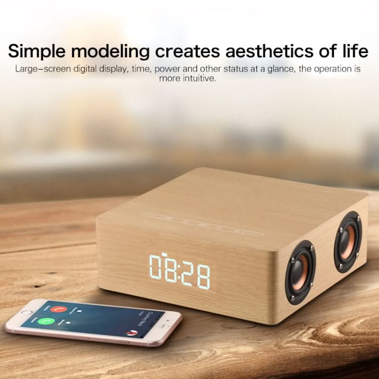 Q5C Multifunctional Wooden Touch Clock Display Bluetooth Speaker, Support TF Card & U Disk & 3.5mm AUX