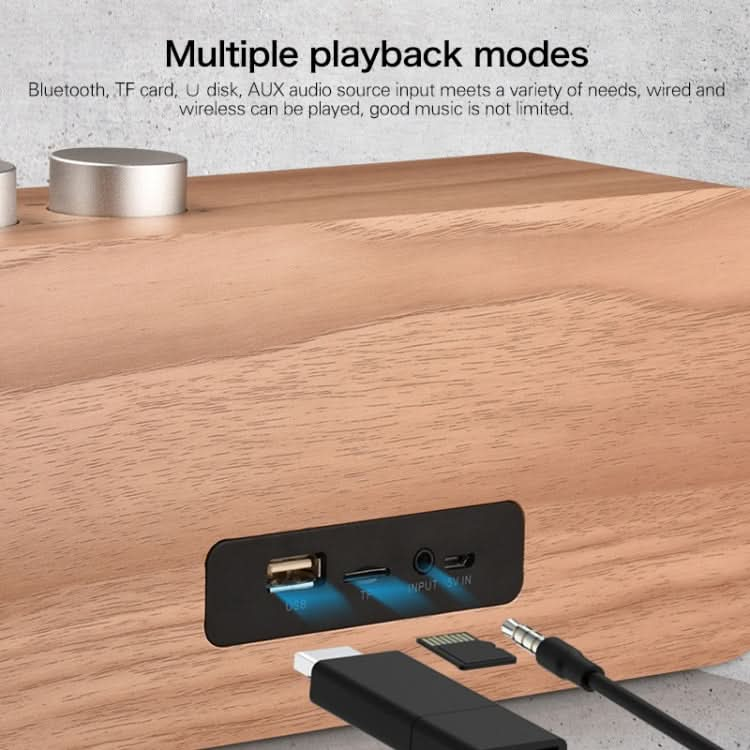 Q7 Subwoofer Wooden Bluetooth Speaker, Support TF Card & U Disk & 3.5mm AUX