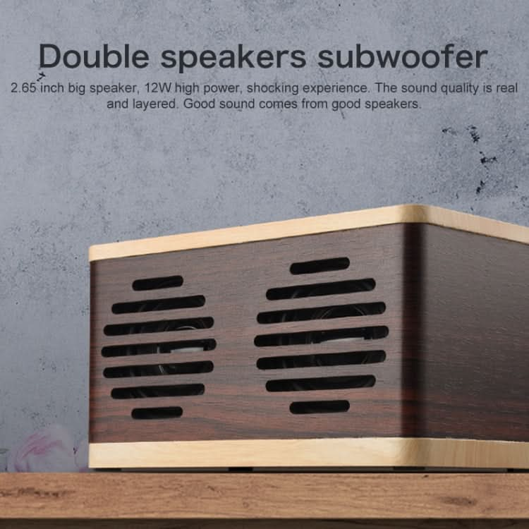 D70 QI Standard Subwoofer Wooden Bluetooth 4.2 Speaker, Support TF Card & 3.5mm AUX