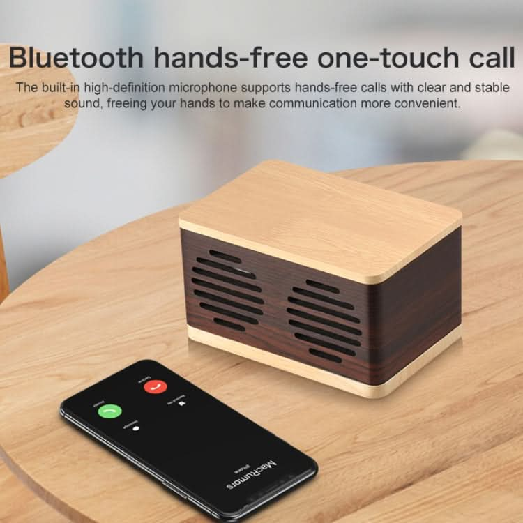 D70 QI Standard Subwoofer Wooden Bluetooth 4.2 Speaker, Support TF Card & 3.5mm AUX