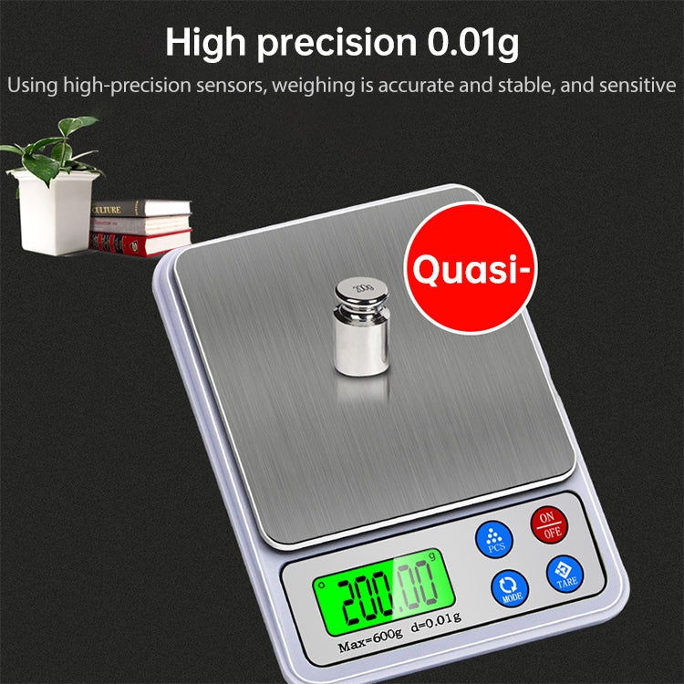 MH-555 600g x 0.01g High Accuracy Digital Electronic Portable Kitchen Scale Balance Device with 2.2 inch LCD Screen