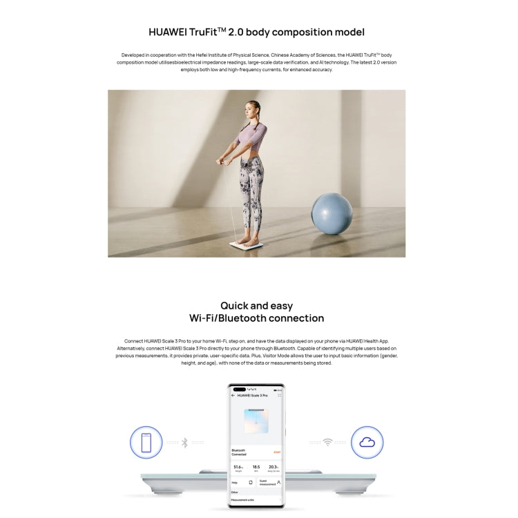 Original Huawei Intelligent Body Fat Scale 3 Pro, Support Wifi & Bluetooth Connection