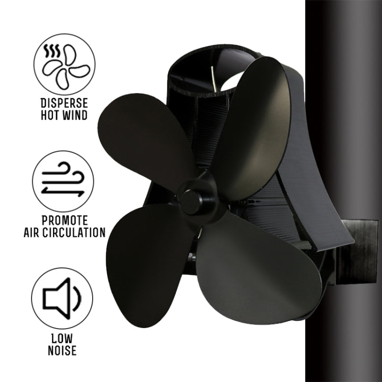 YL-105 4-Blade Aluminum Heat Powered Fireplace Stove Fan