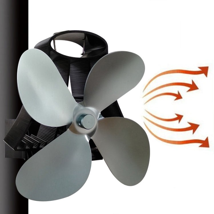 YL-105 4-Blade Aluminum Heat Powered Fireplace Stove Fan