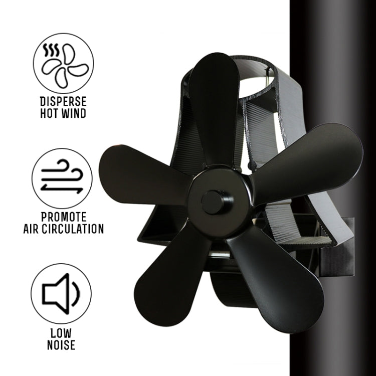 YL-106 5-Blade High Temperature Aluminum Heat Powered Fireplace Stove Fan