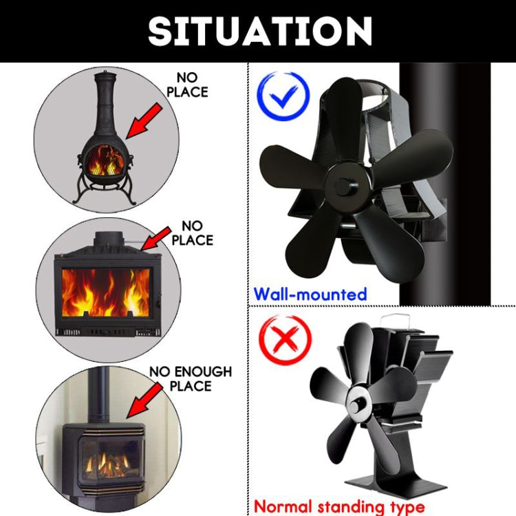 YL-106 5-Blade High Temperature Aluminum Heat Powered Fireplace Stove Fan My Store