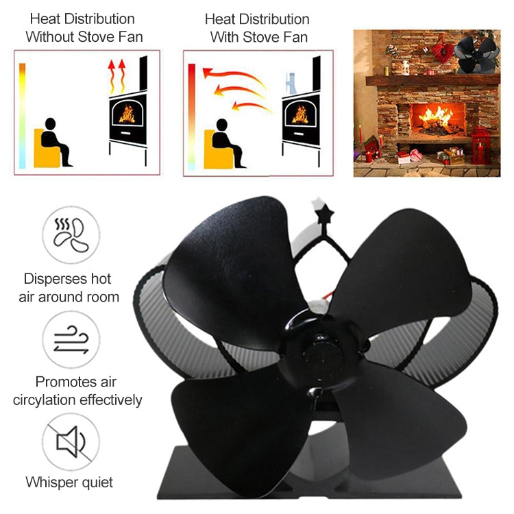 YL201 4-Blade High Temperature Metal Heat Powered Fireplace Stove Fan