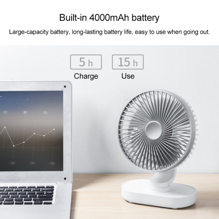 D77 4W Micro USB & USB-C / Type-C Rechargeable Portable Four-speed Adjustable Automatic Head Shaking Desktop Fan