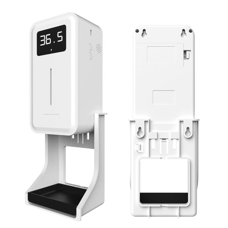 Rehabor A Handsfree Non-contact Body Light-sensitive Distance Sensor Thermometer + 450ml Automatic Non-contact Liquid Soap Spraying Dispenser with Base Mount Reluova