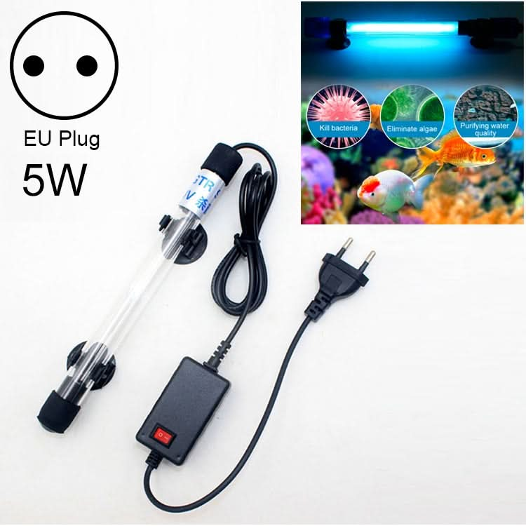 220V 5W UV Ultraviolet Algae Disinfection Fish Tank Lamp, EU Plug-Reluova