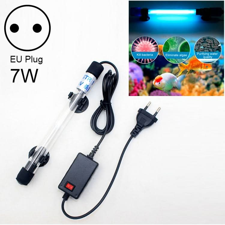 220V 7W UV Ultraviolet Algae Disinfection Fish Tank Lamp, EU Plug - Reluova