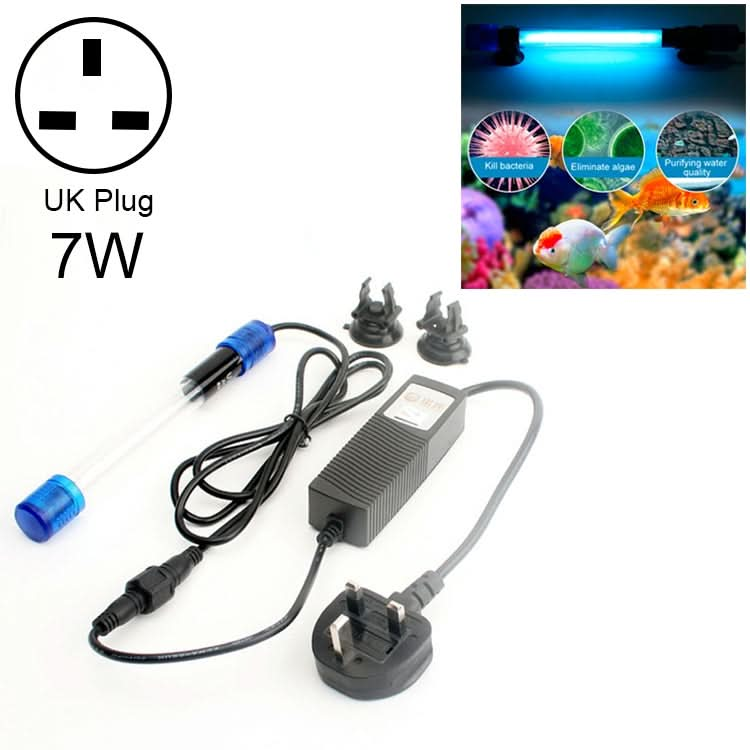 7W UV Four-core Ultraviolet Algae Disinfection Fish Tank Lamp, UK Plug - Reluova