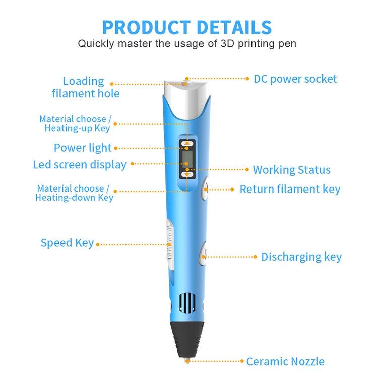 Hand-held 3D Printing Pen, UK Plug My Store