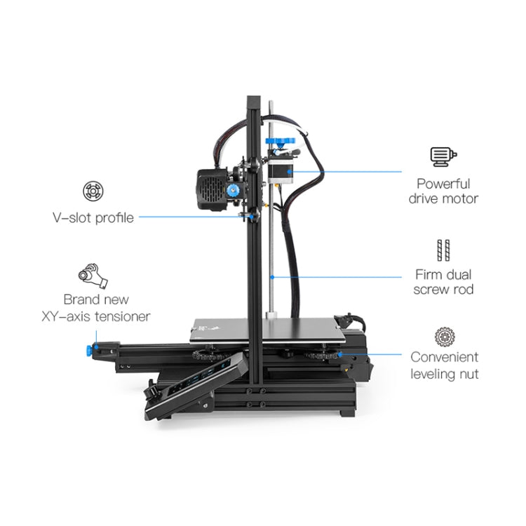 CREALITY Ender-3 V2 Craborundom Glass Platform Ultra-silent DIY 3D Printer, Print Size : 22 x 22 x 25cm, EU Plug