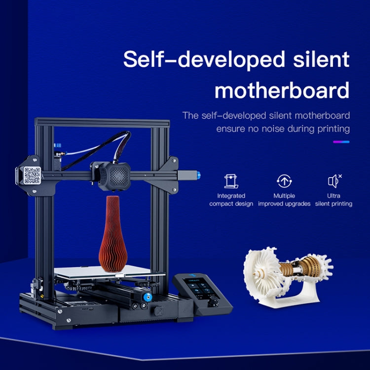 CREALITY Ender-3 V2 Craborundom Glass Platform Ultra-silent DIY 3D Printer, Print Size : 22 x 22 x 25cm, EU Plug