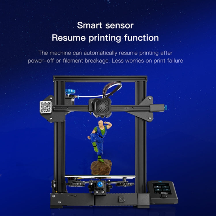 CREALITY Ender-3 V2 Craborundom Glass Platform Ultra-silent DIY 3D Printer, Print Size : 22 x 22 x 25cm, EU Plug