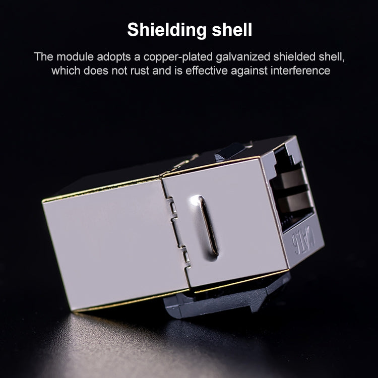 CAT.6 Shielded Pass-through Network Module, Dual Ports Panel + Shielded Pass-through + Telephone Socket