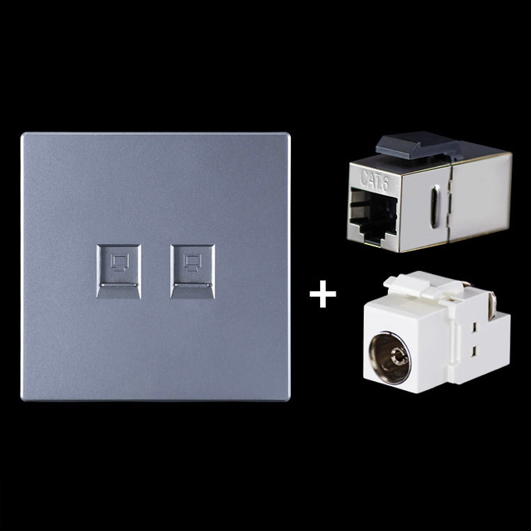 CAT.6 Shielded Pass-through Network Module, Dual Ports Panel + Shielded Pass-through + TV Socket