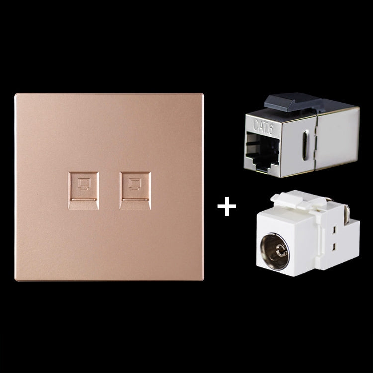 CAT.6 Shielded Pass-through Network Module, Dual Ports Panel + Shielded Pass-through + TV Socket My Store