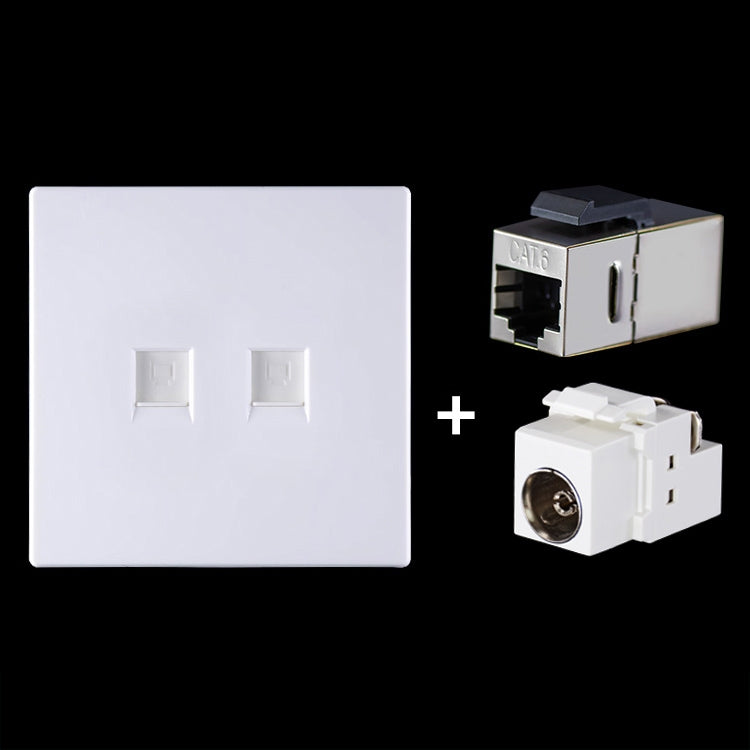 CAT.6 Shielded Pass-through Network Module, Dual Ports Panel + Shielded Pass-through + TV Socket My Store