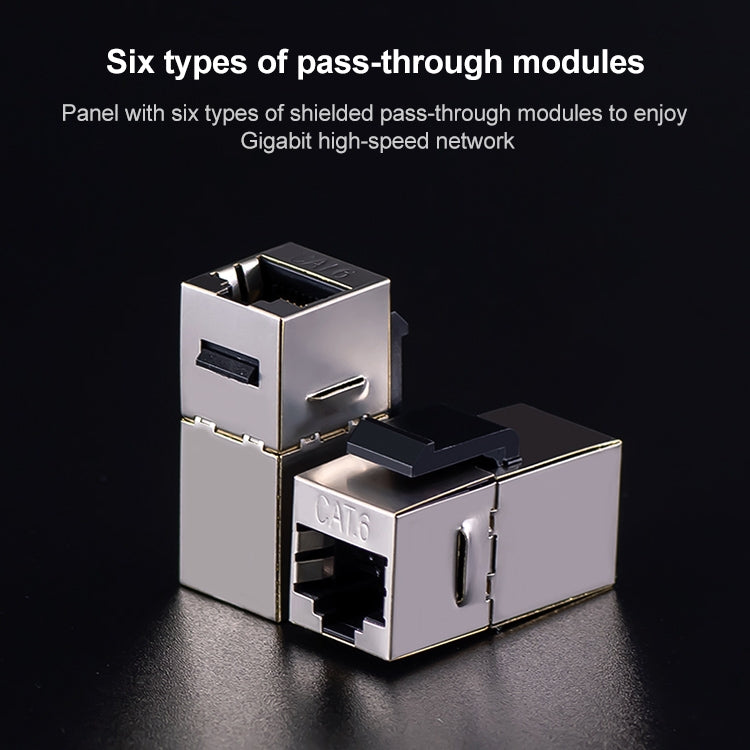 CAT.6 Shielded Pass-through Network Module, Dual Ports Panel + Shielded Pass-through + TV Socket