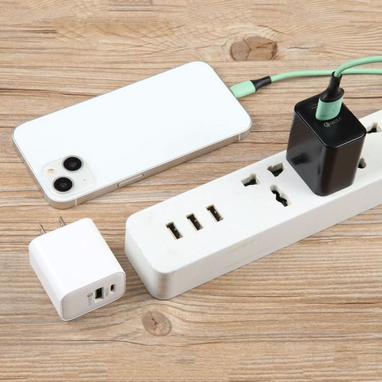 PD 20W USB-C/Type-C+QC 3.0 USB Ports Dot Pattern Travel Charger, US Plug