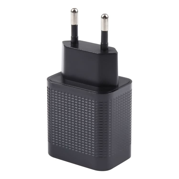 PD 20W USB-C/Type-C+QC 3.0 USB Ports Plaid Pattern Travel Charger, EU Plug