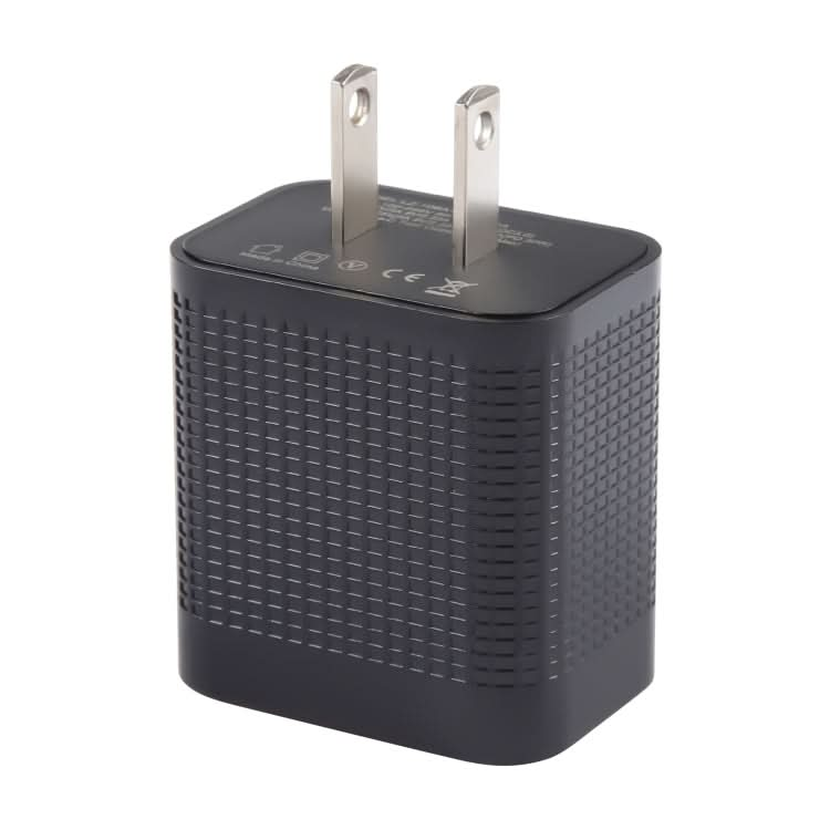 PD 20W USB-C/Type-C+QC 3.0 USB Ports Plaid Pattern Travel Charger, US Plug