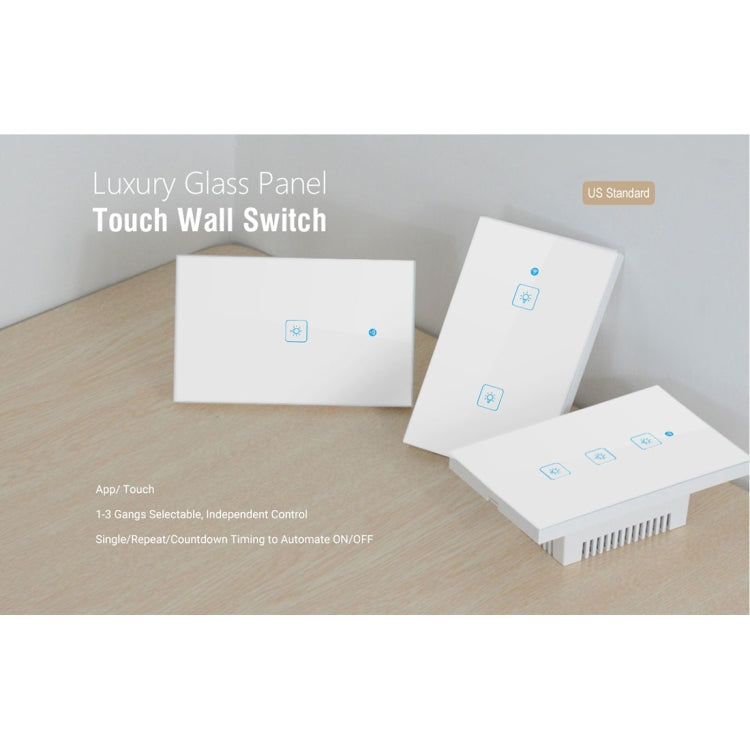 WS-US-01 EWeLink APP & Touch Control 2A 1 Gang Tempered Glass Panel Smart Wall Switch, AC 90V-250V, US Plug My Store