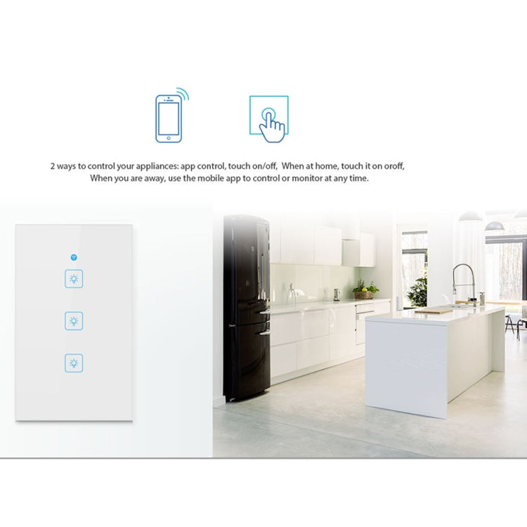 WS-US-01 EWeLink APP & Touch Control 2A 1 Gang Tempered Glass Panel Smart Wall Switch, AC 90V-250V, US Plug My Store